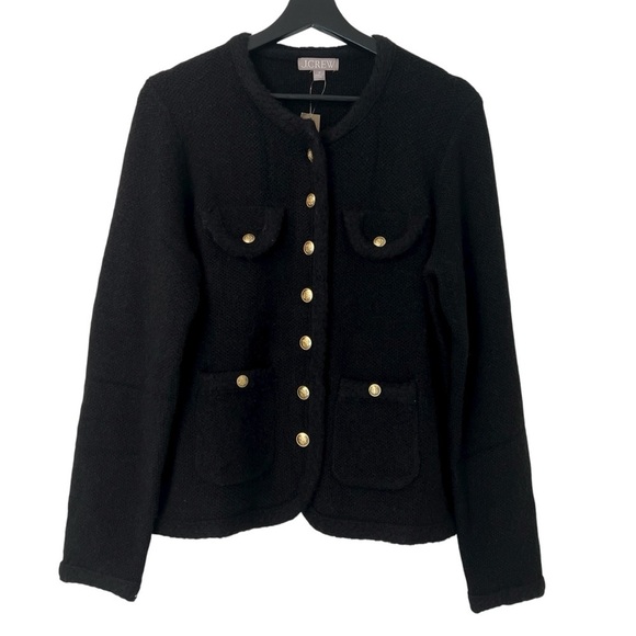 J. Crew Sweaters - J. Crew Textured Sweater Lady Jacket Black Medium NWT Classic Old Money Cocktail